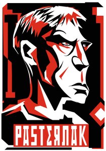 Boris Pasternak, Russische dichter en romanschrijver (1890-1960), grafische rode versie door Neale Osborne
